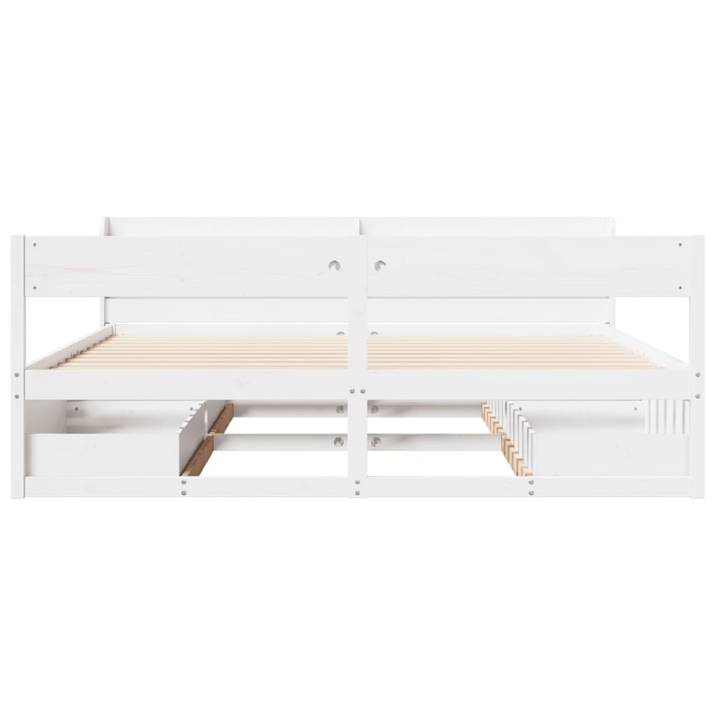 Cadre de lit sans matelas blanc 200x200 cm bois massif de pin