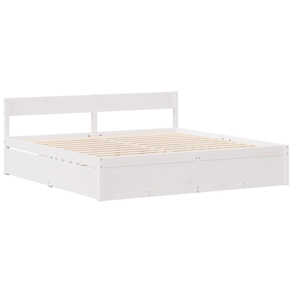 Cadre de lit sans matelas blanc 200x200 cm bois massif de pin