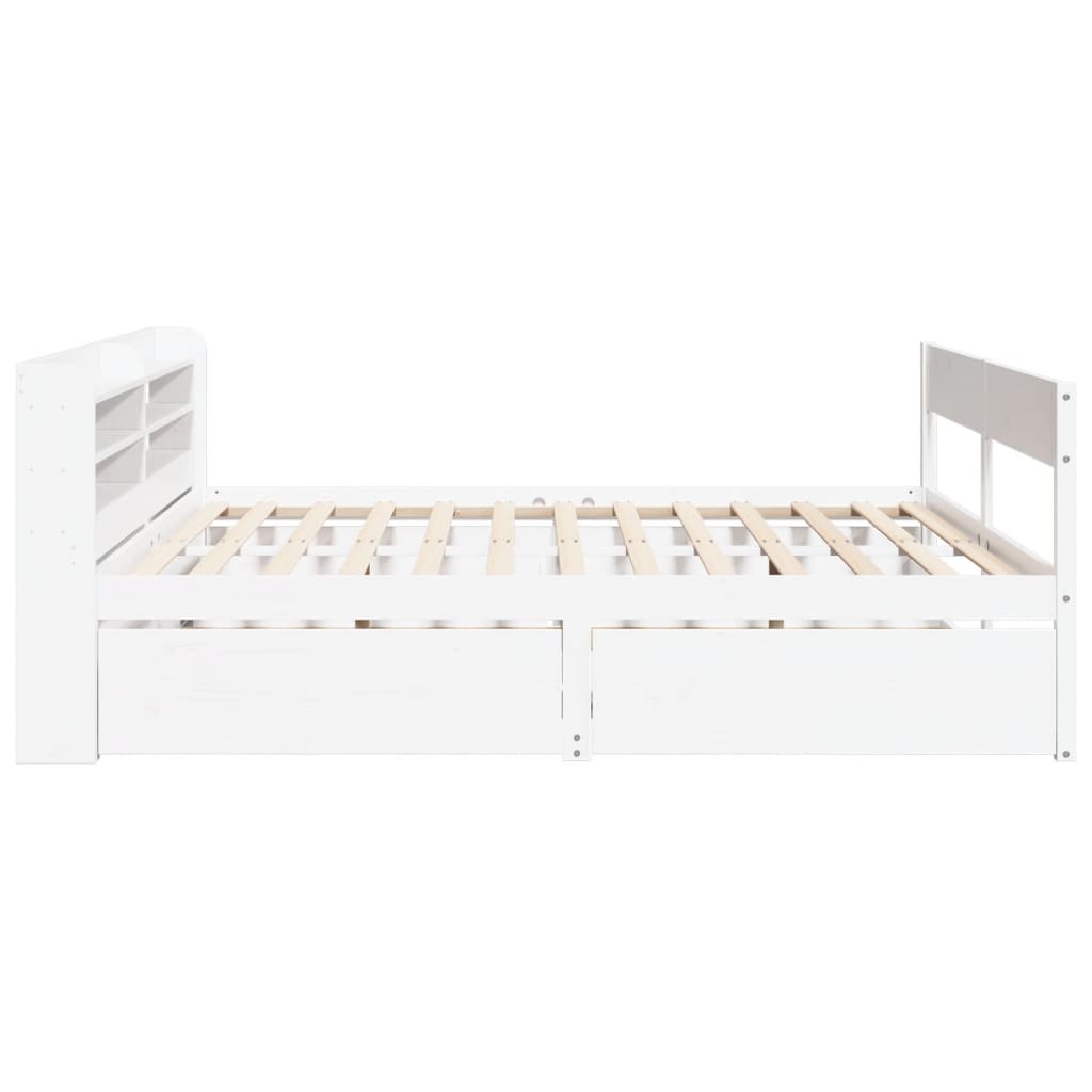 Cadre de lit sans matelas blanc 200x200 cm bois massif de pin