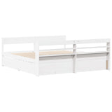 Cadre de lit sans matelas blanc 200x200 cm bois massif de pin