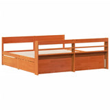 Cadre de lit sans matelas cire marron 200x200cm bois pin massif