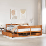 Cadre de lit sans matelas cire marron 200x200cm bois pin massif