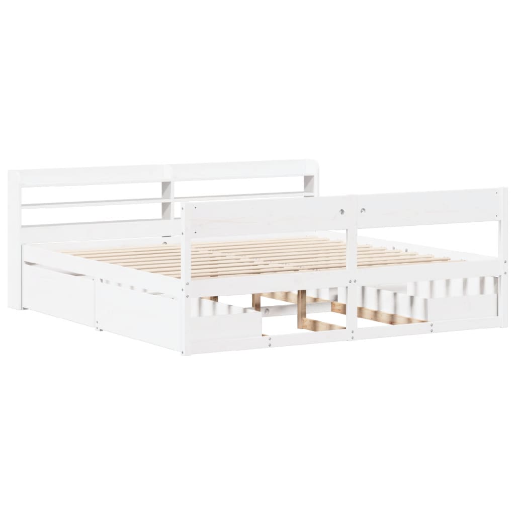 Cadre de lit sans matelas blanc 180x200 cm bois massif de pin