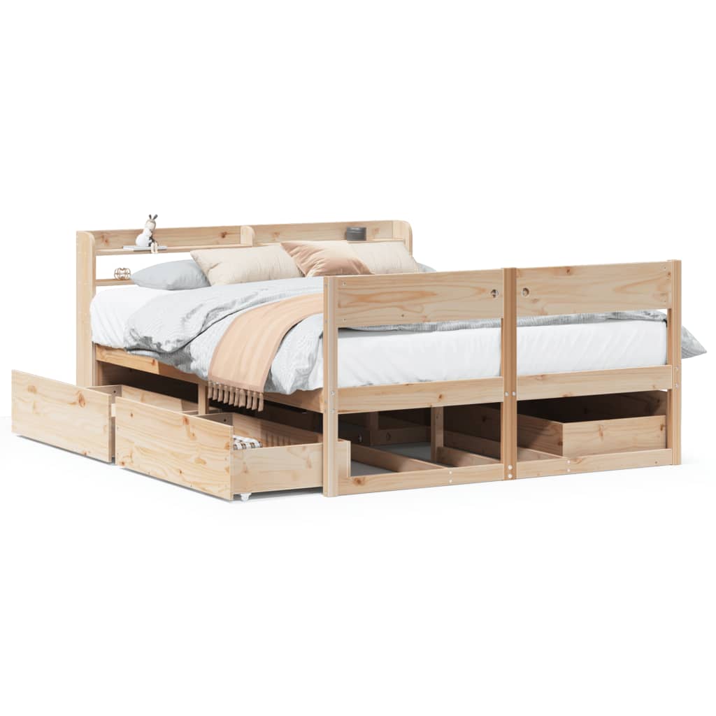 Bed frame without mattress 160x200 cm solid pine wood