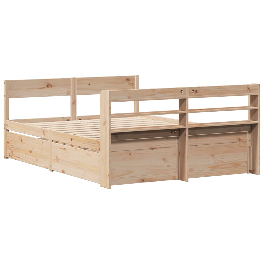 Bed frame without mattress 160x200 cm solid pine wood