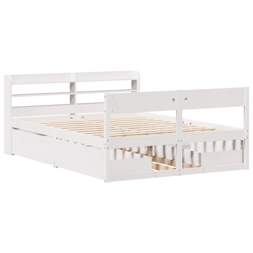 Cadre de lit sans matelas blanc 160x200 cm bois de pin massif