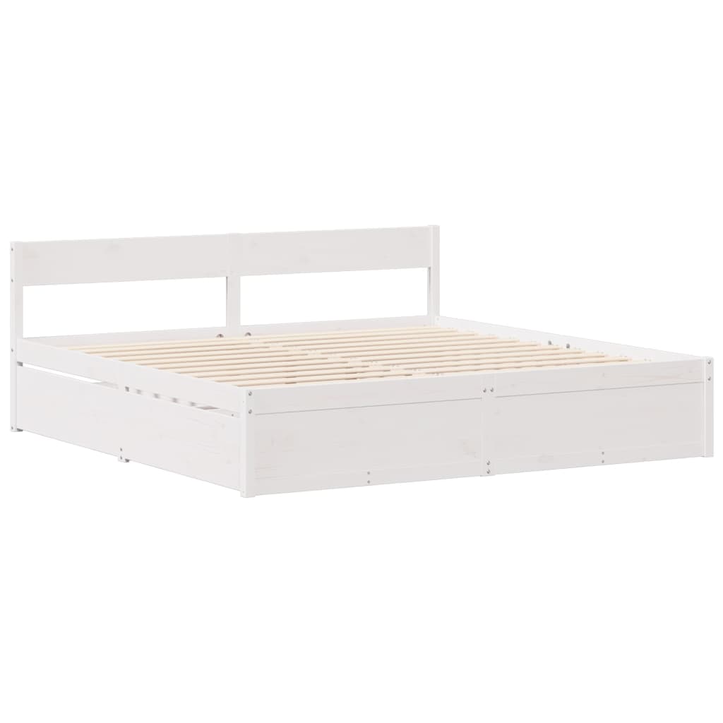 Cadre de lit sans matelas blanc 160x200 cm bois de pin massif