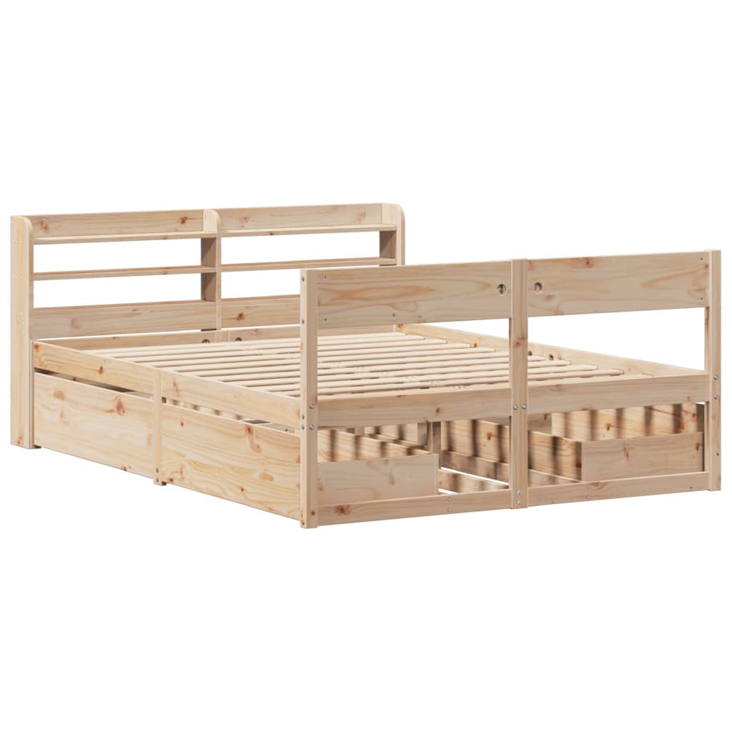 Bed frame without mattress 150x200 cm solid pine wood