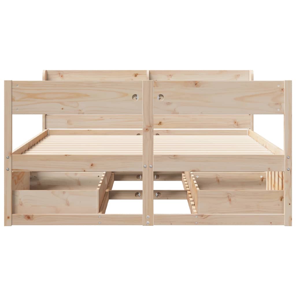 Bed frame without mattress 150x200 cm solid pine wood