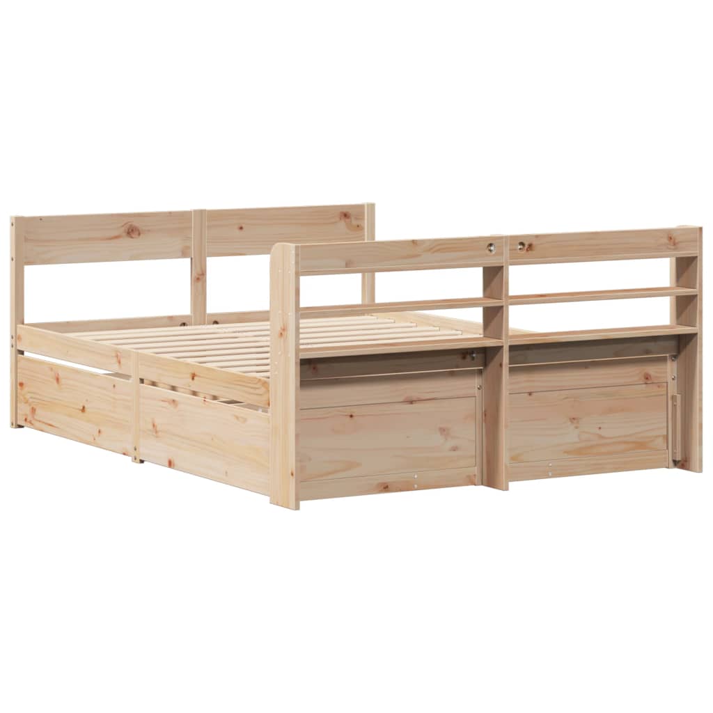 Bed frame without mattress 150x200 cm solid pine wood