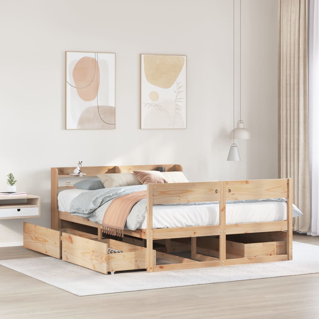 Bed frame without mattress 150x200 cm solid pine wood