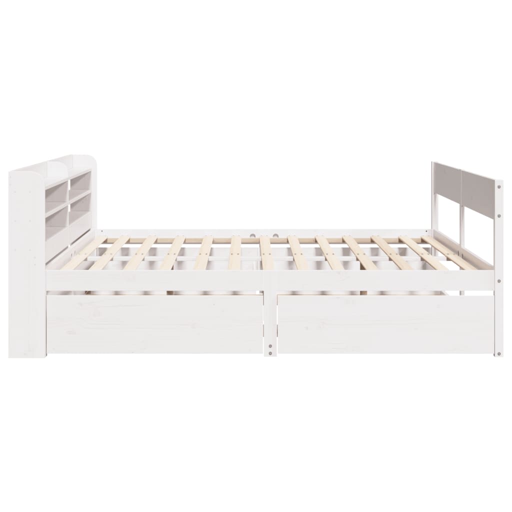 Bed frame without mattress white 150x200 cm solid pine wood