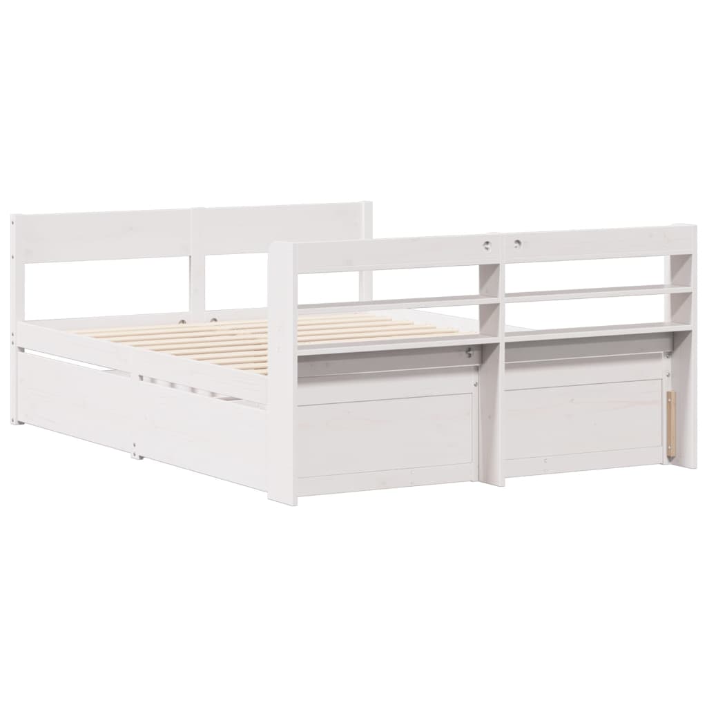 Bed frame without mattress white 150x200 cm solid pine wood