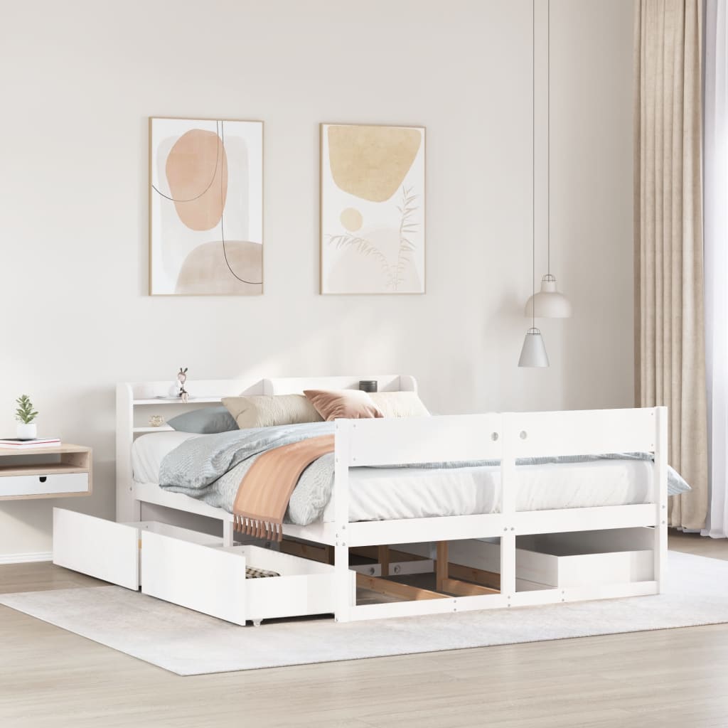 Cadre de lit sans matelas blanc 120x200 cm bois de pin massif