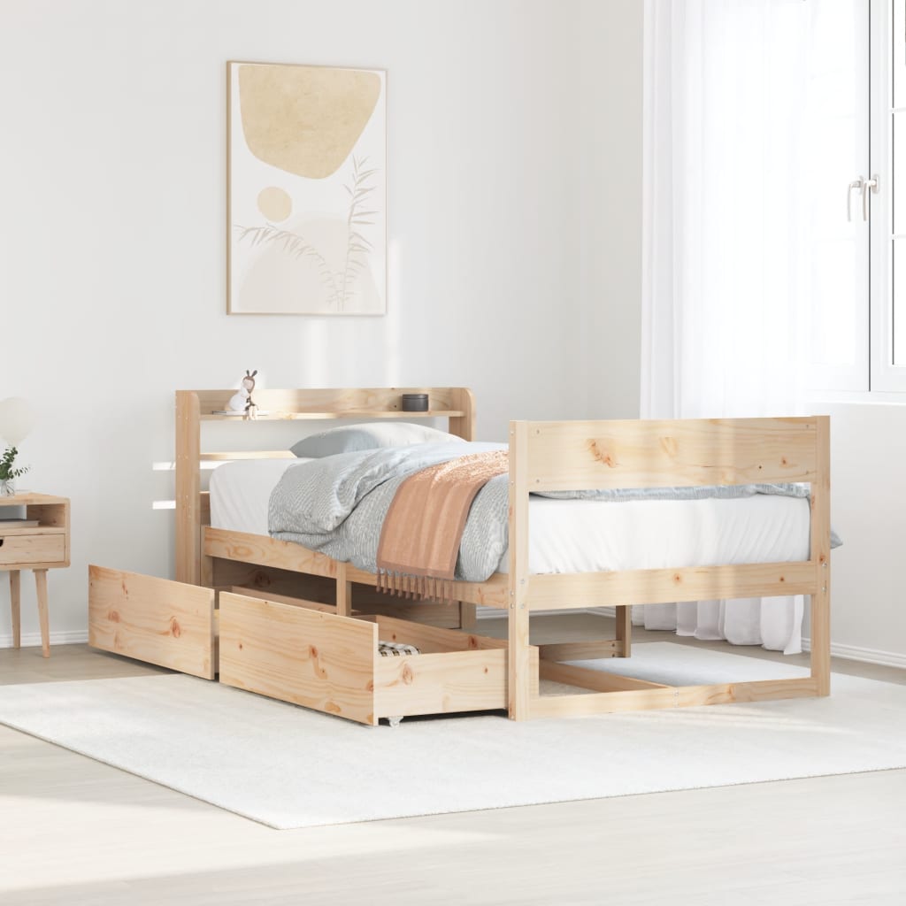 Cadre de lit sans matelas 100x200 cm bois massif de pin