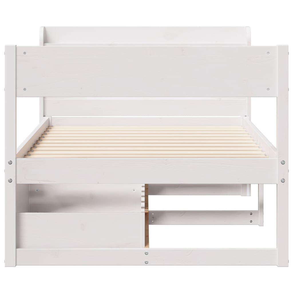 Cadre de lit sans matelas blanc 100x200 cm bois de pin massif