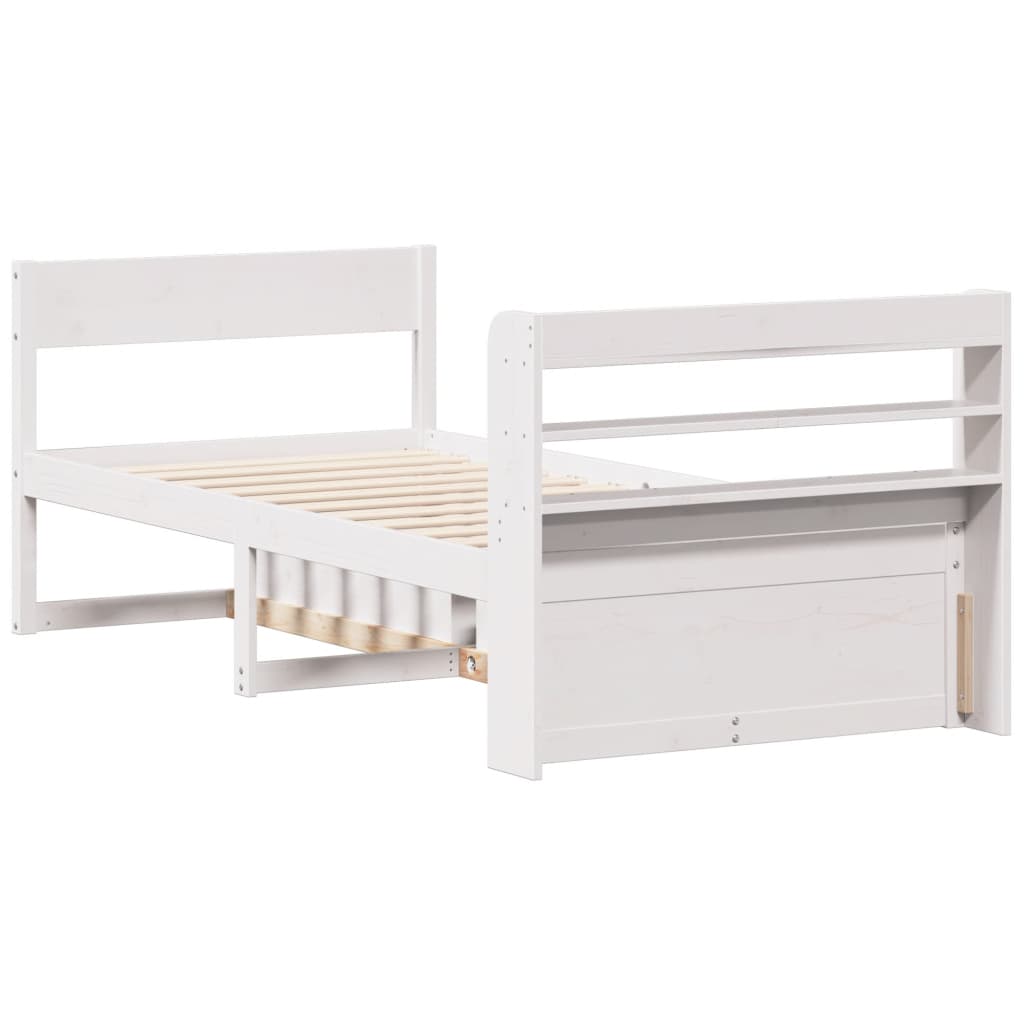 Cadre de lit sans matelas blanc 100x200 cm bois de pin massif