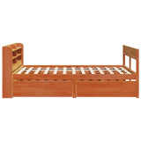 Cadre de lit sans matelas cire marron 135x190cm bois pin massif