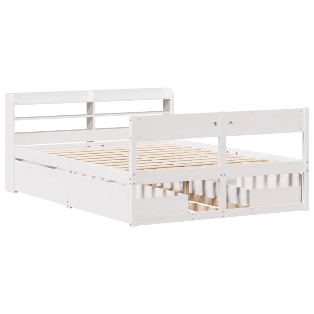 Cadre de lit sans matelas blanc 120x190 cm bois de pin massif