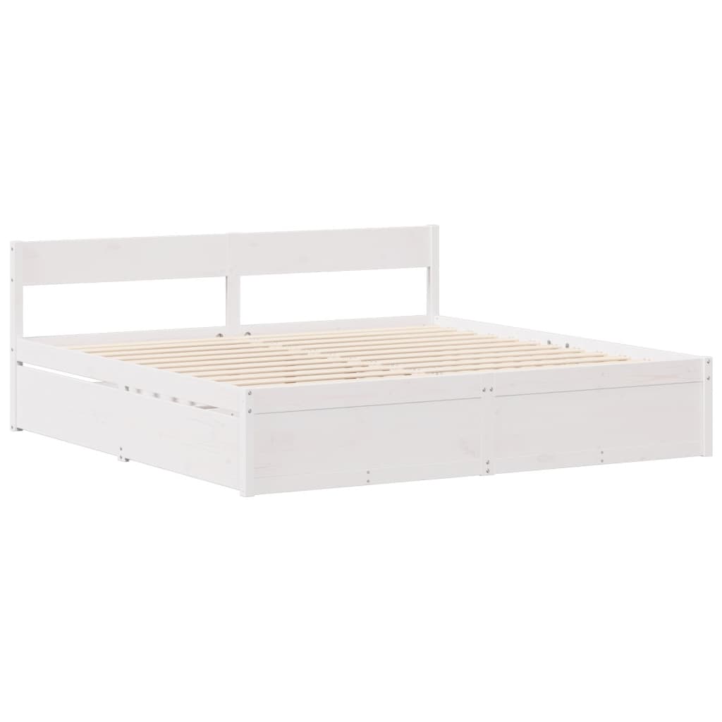 Cadre de lit sans matelas blanc 120x190 cm bois de pin massif