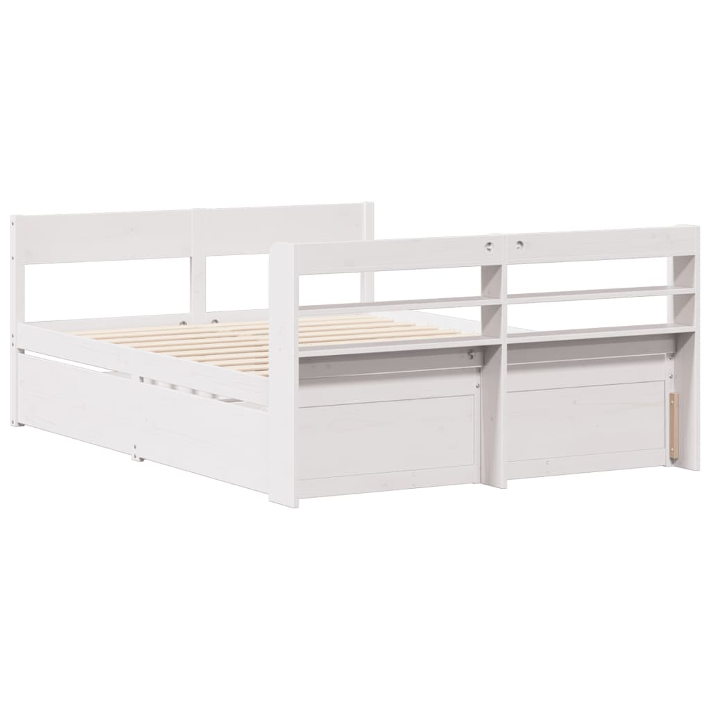 Cadre de lit sans matelas blanc 120x190 cm bois de pin massif