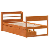 Cadre de lit sans matelas cire marron 90x190 cm bois pin massif