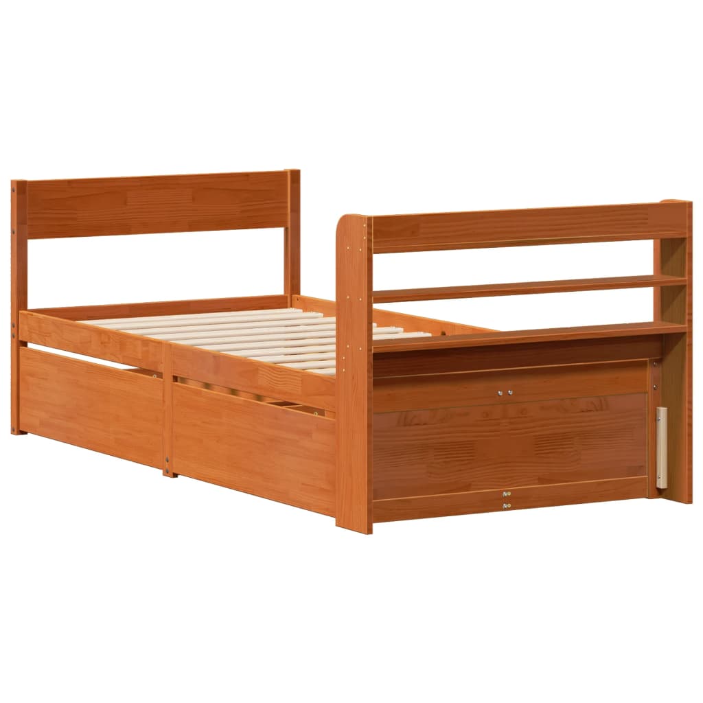 Cadre de lit sans matelas cire marron 90x190 cm bois pin massif