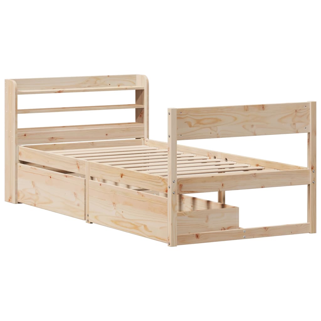 Cadre de lit sans matelas 75x190 cm bois de pin massif