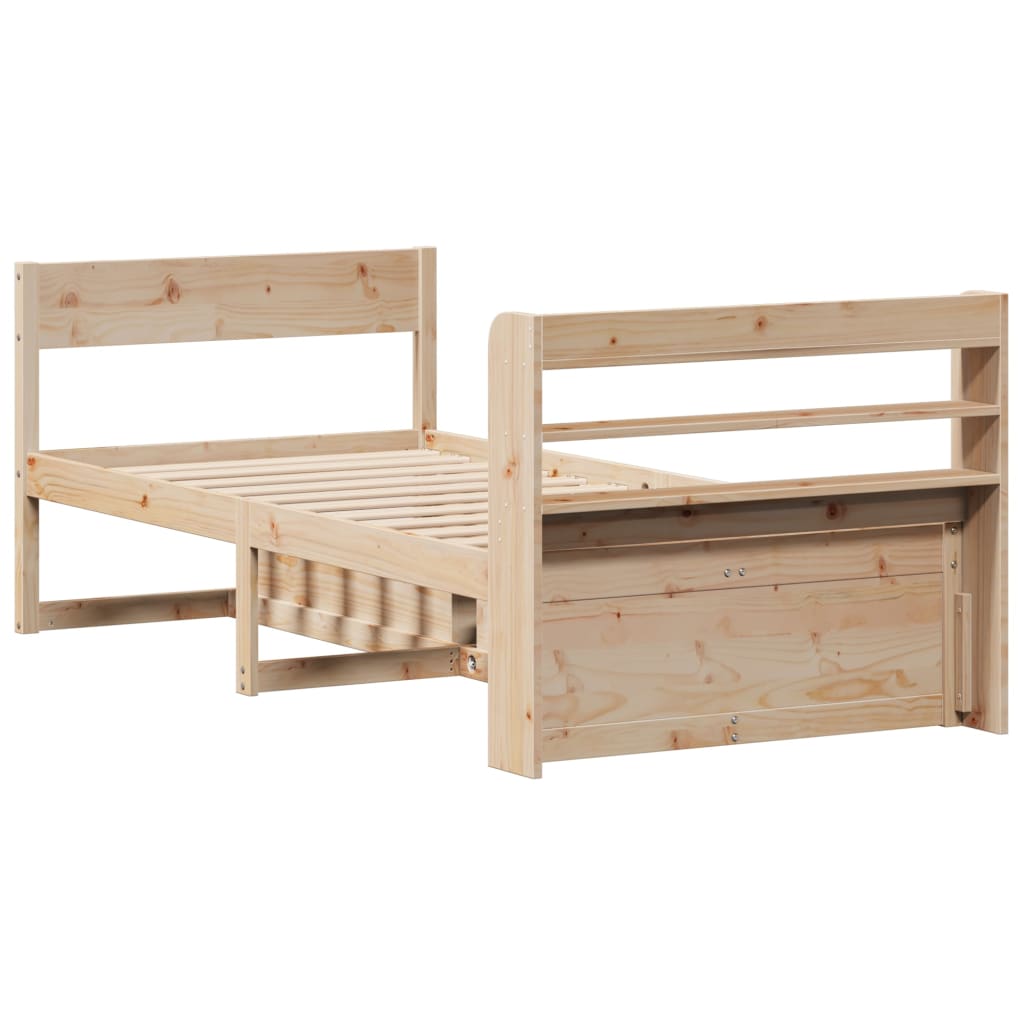 Cadre de lit sans matelas 75x190 cm bois de pin massif