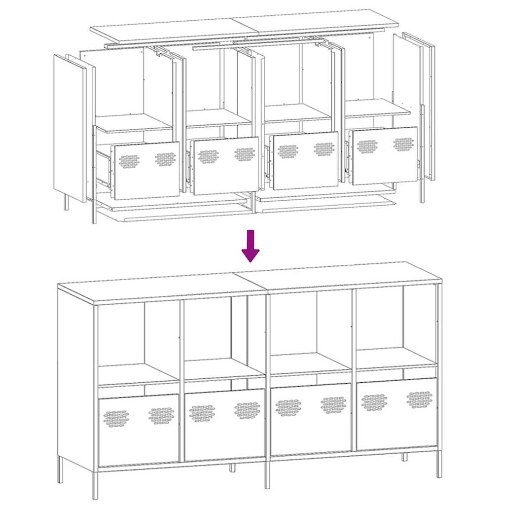 Buffet rose 135x39x73,5 cm acier laminé à froid