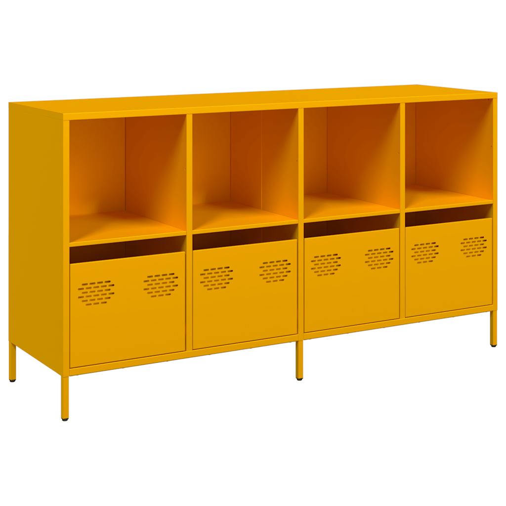 Buffet jaune moutarde 135x39x73,5 cm acier laminé à froid