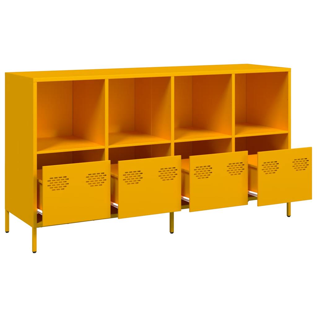 Buffet jaune moutarde 135x39x73,5 cm acier laminé à froid