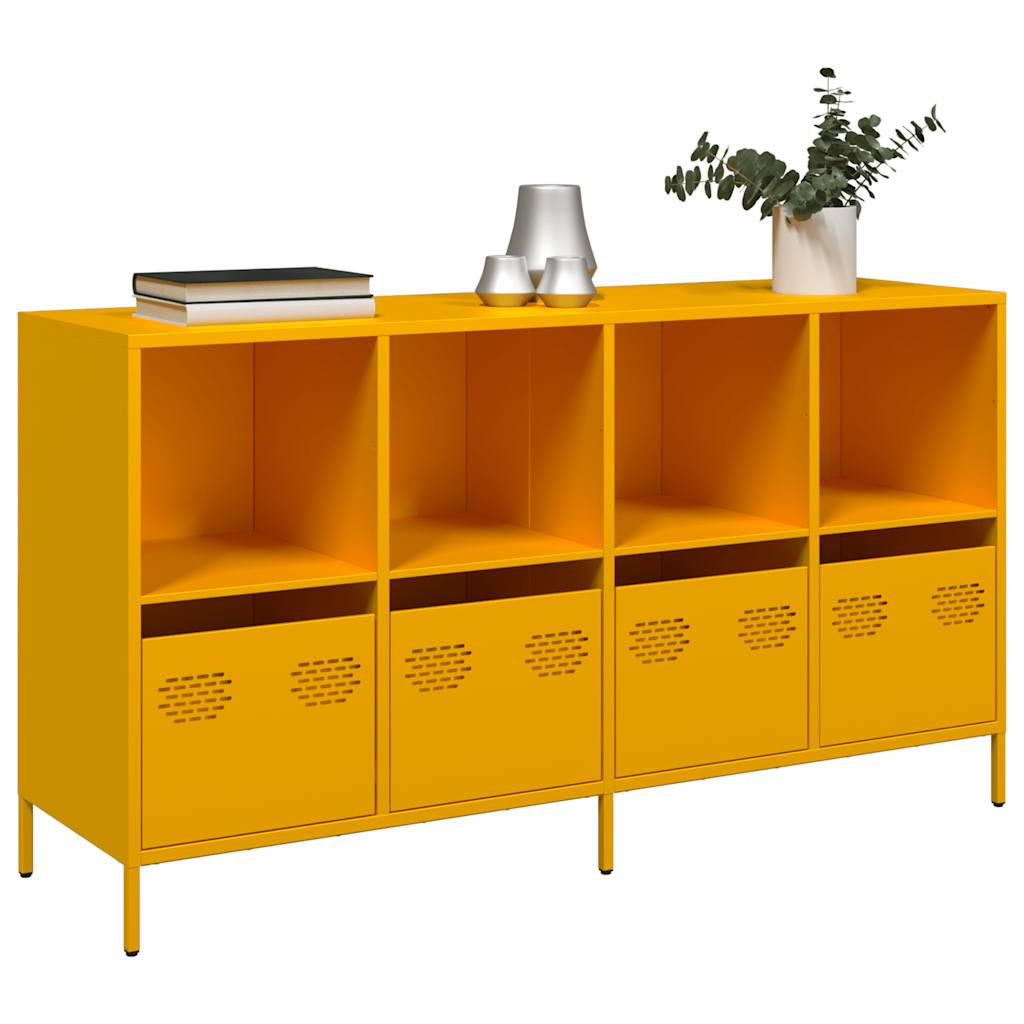 Buffet jaune moutarde 135x39x73,5 cm acier laminé à froid