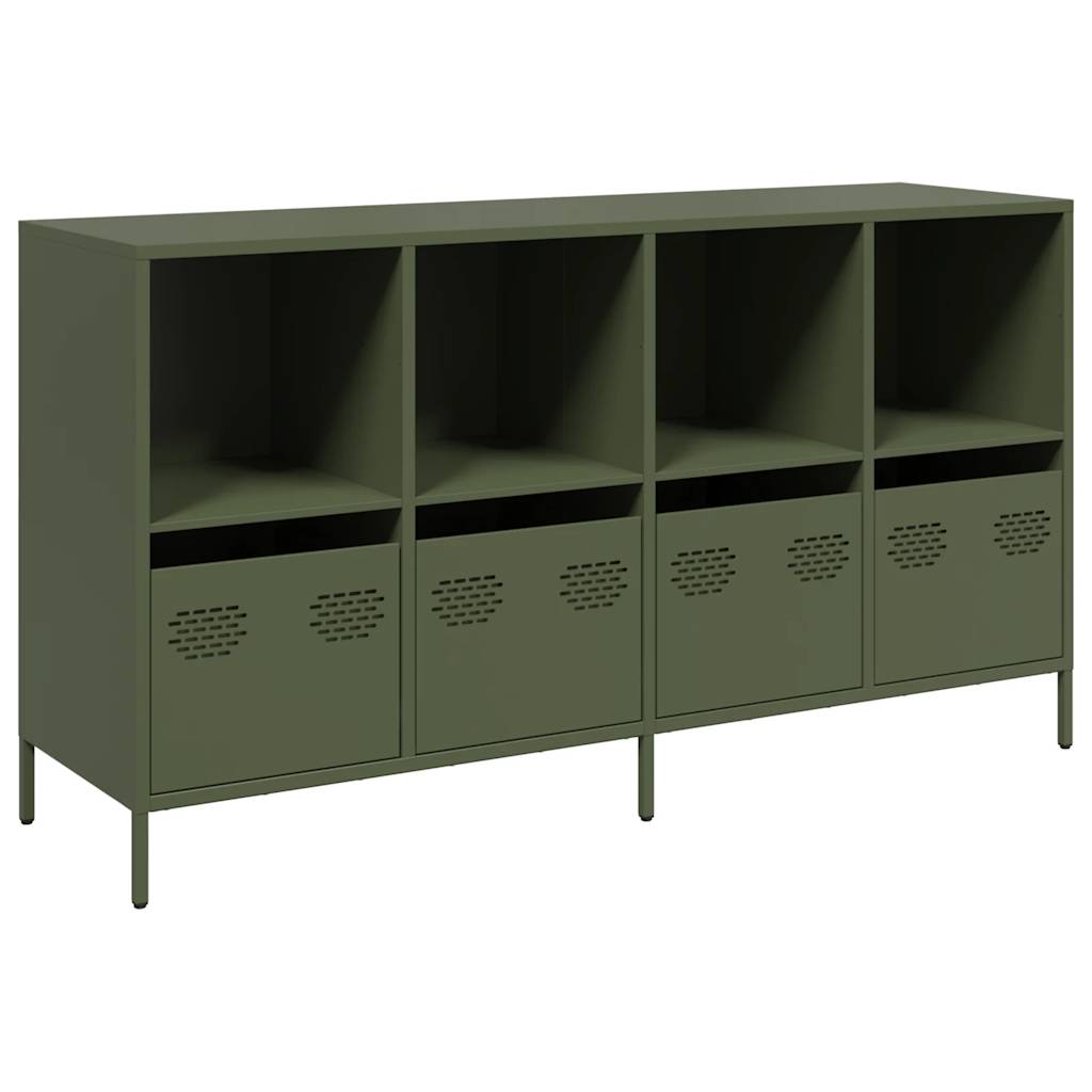 Buffet vert olive 135x39x73,5 cm acier laminé à froid