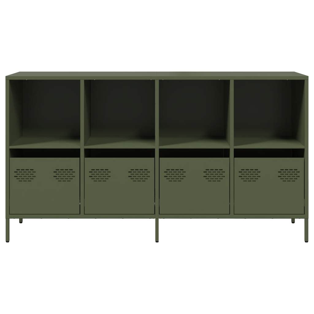 Buffet vert olive 135x39x73,5 cm acier laminé à froid