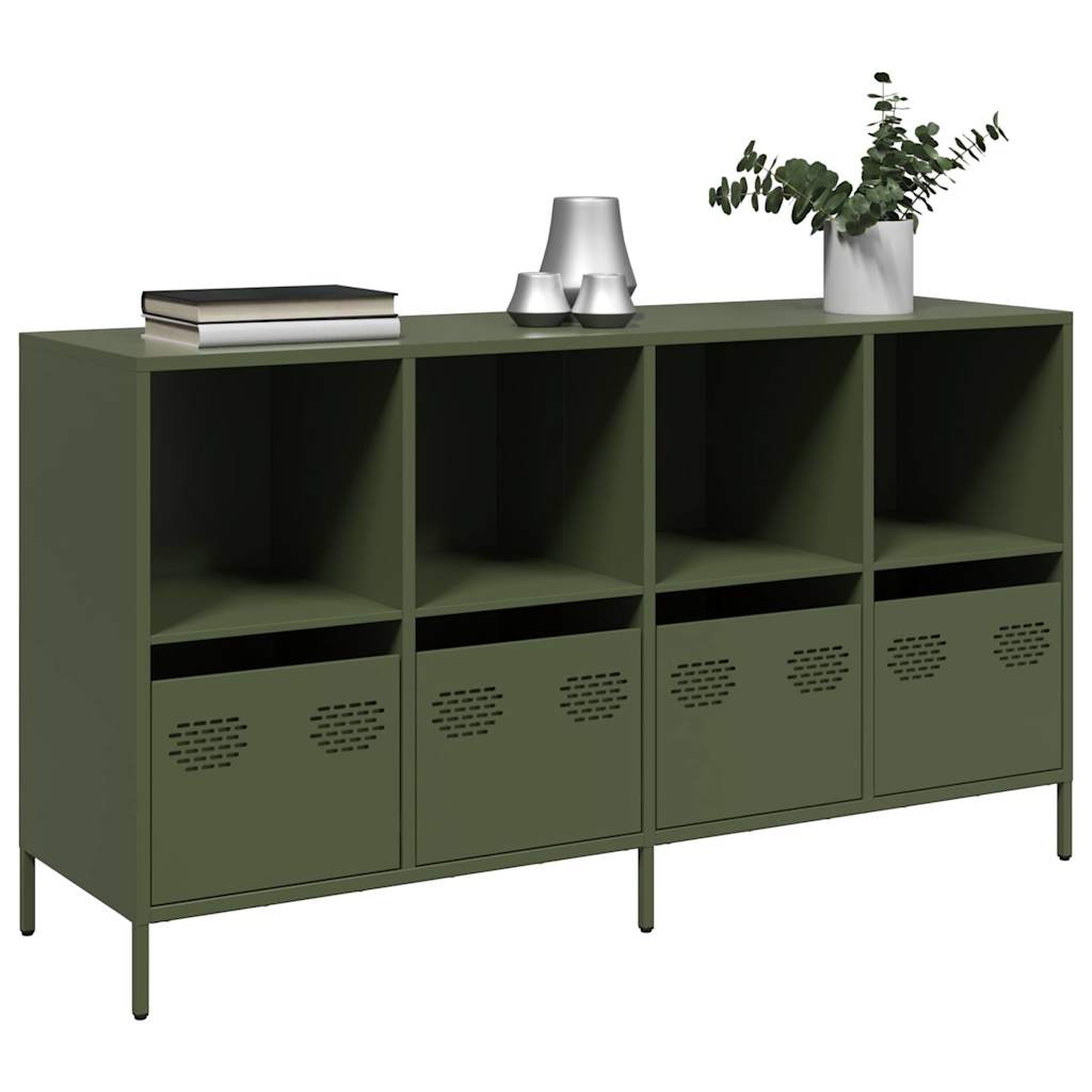 Buffet vert olive 135x39x73,5 cm acier laminé à froid