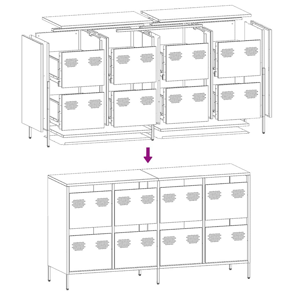 Buffet rose 135x39x73,5 cm acier laminé à froid