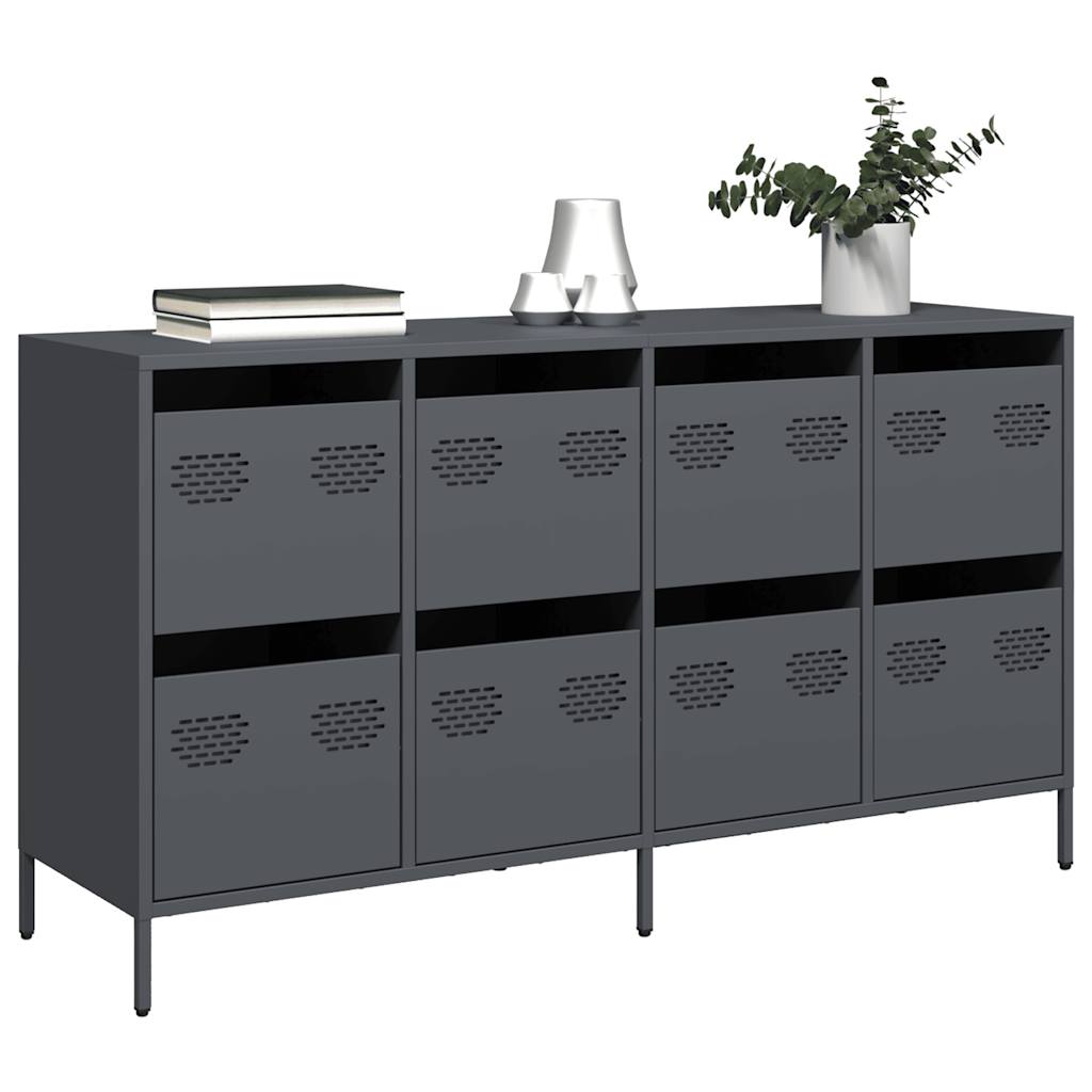 Buffet anthracite 135x39x73,5 cm acier laminé à froid