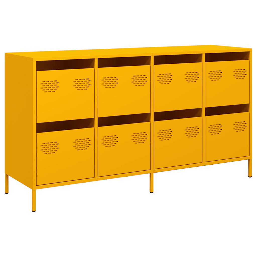 Buffet jaune moutarde 135x39x73,5 cm acier laminé à froid