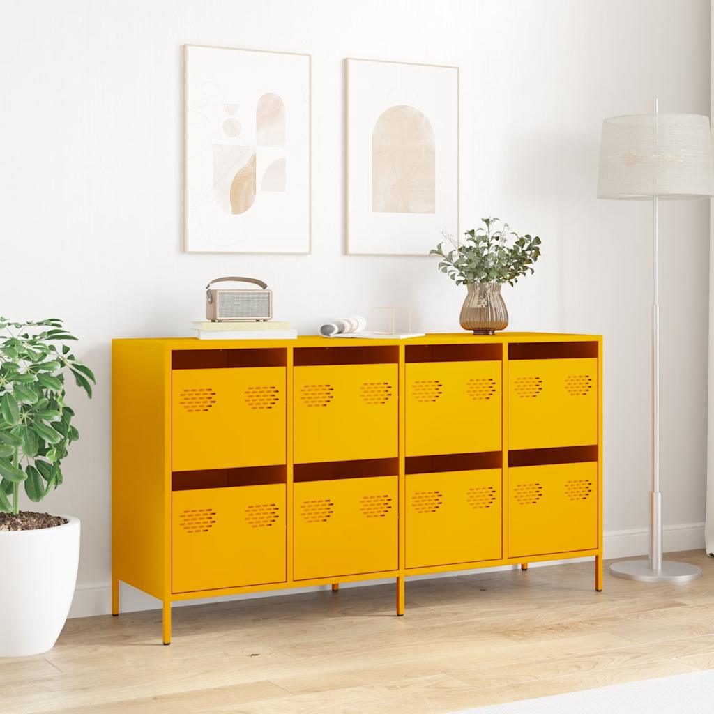 Buffet jaune moutarde 135x39x73,5 cm acier laminé à froid