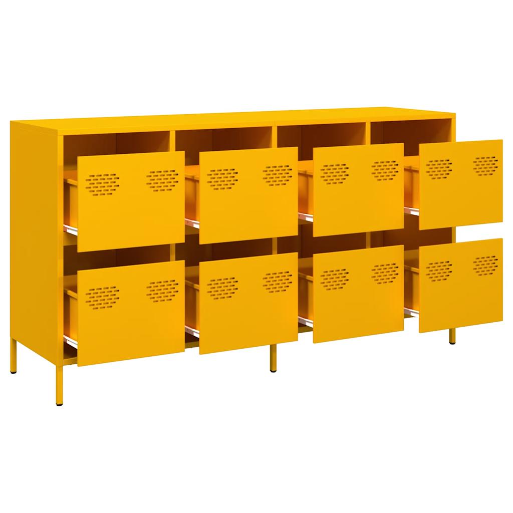 Buffet jaune moutarde 135x39x73,5 cm acier laminé à froid