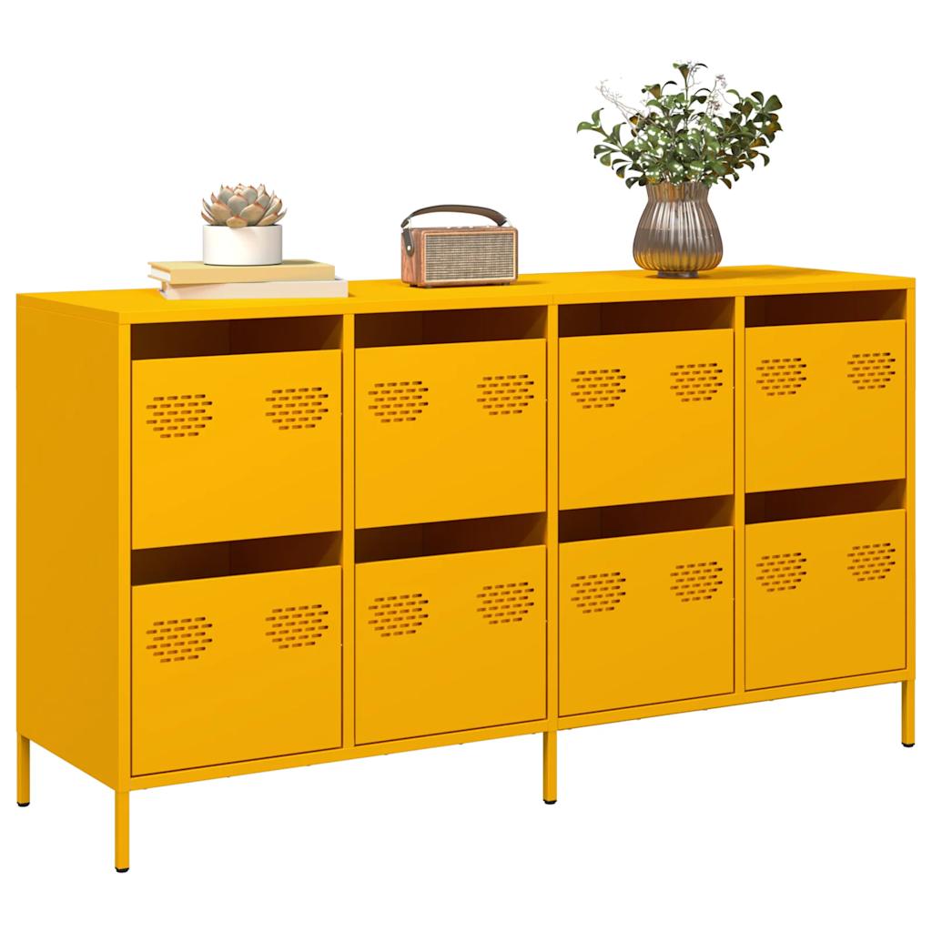 Buffet jaune moutarde 135x39x73,5 cm acier laminé à froid