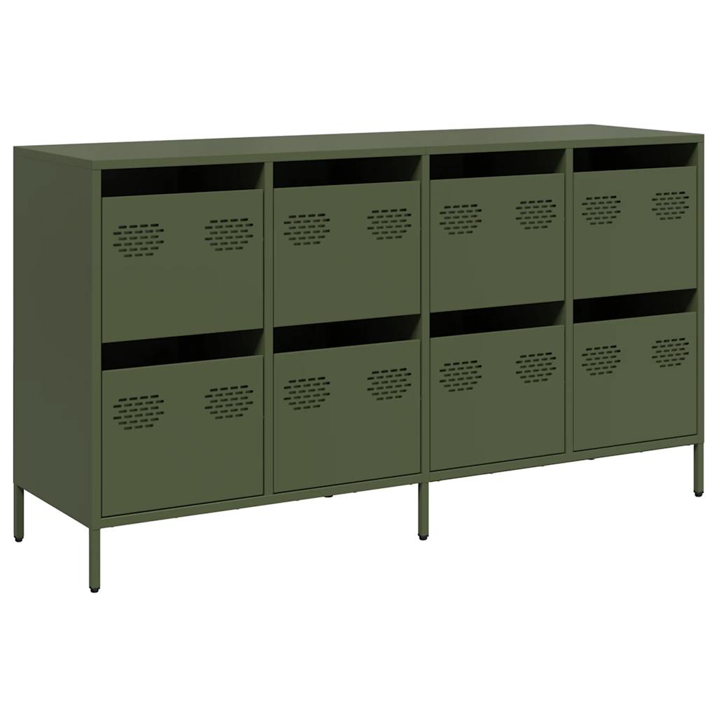 Buffet vert olive 135x39x73,5 cm acier laminé à froid