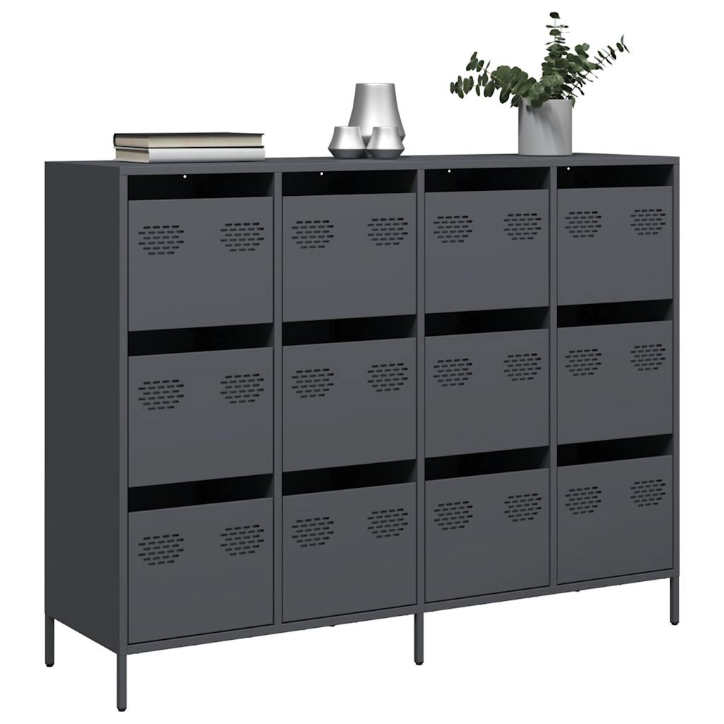 Buffet anthracite 135x39x103,5 cm acier laminé à froid