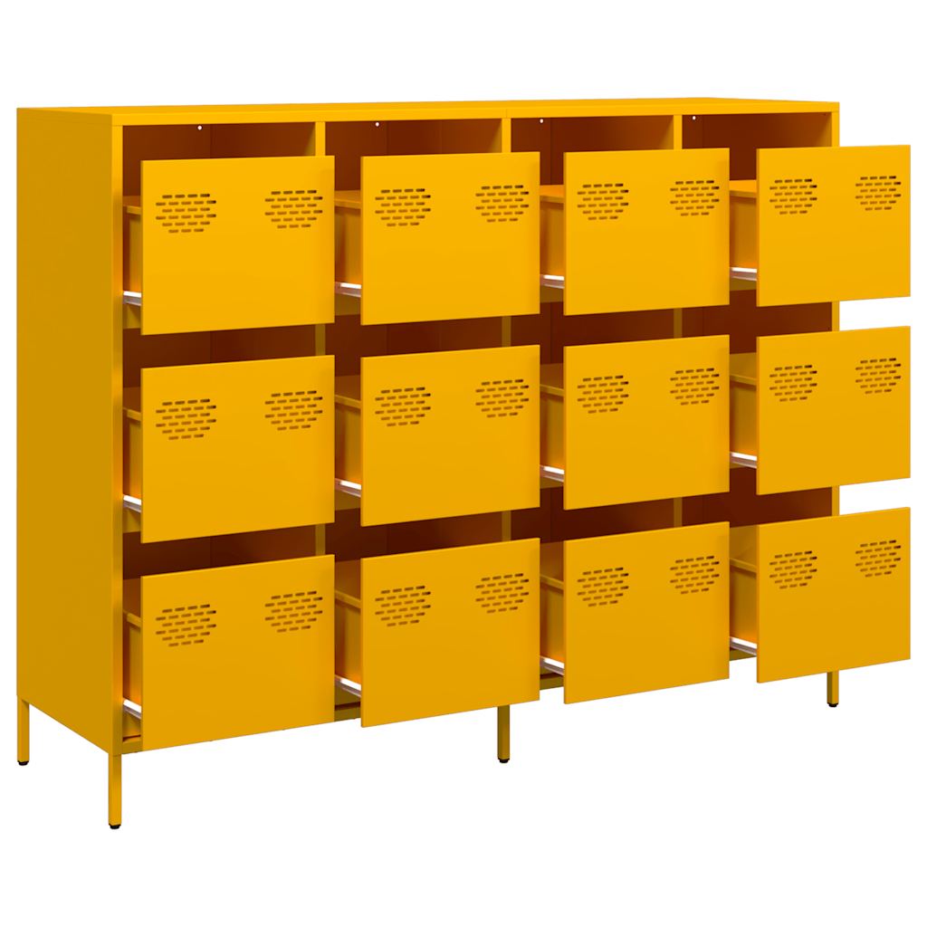 Buffet jaune moutarde 135x39x103,5 cm acier laminé à froid