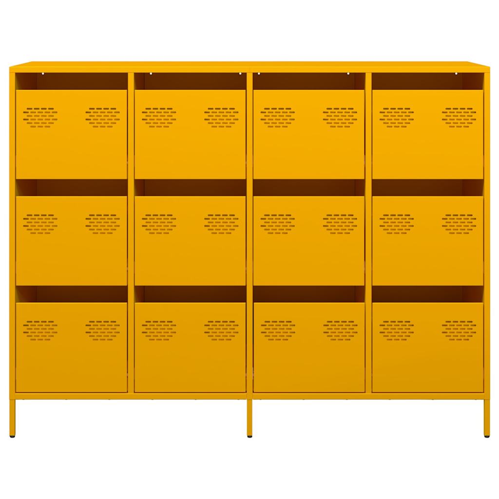 Buffet jaune moutarde 135x39x103,5 cm acier laminé à froid