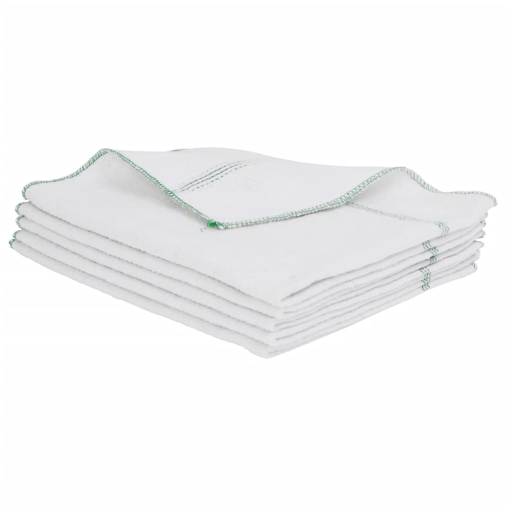 Serpillières 5 pcs blanc avec des rayures vertes 50x60 cm