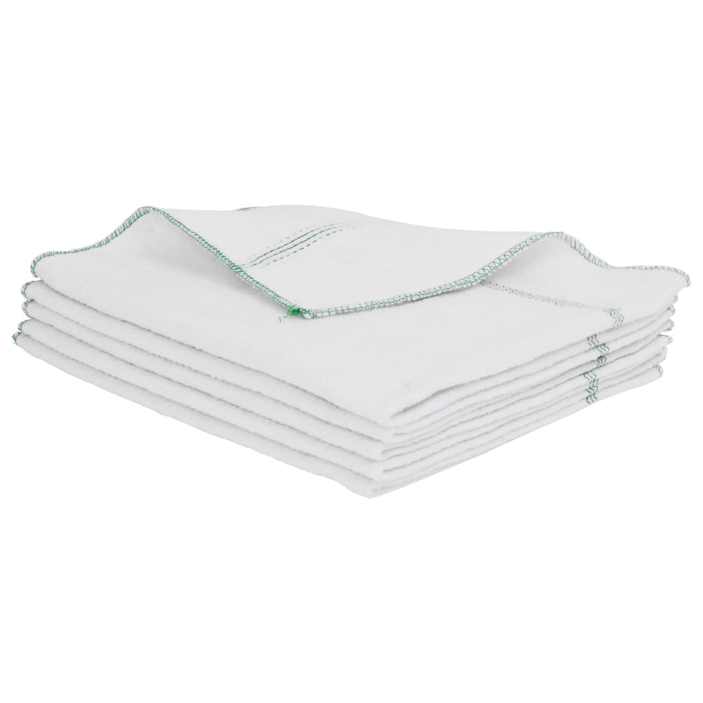 Serpillières 10 pcs blanc avec des rayures vertes 50x60 cm