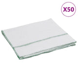 Serpillières 50 pcs blanc avec des rayures vertes 50x60 cm