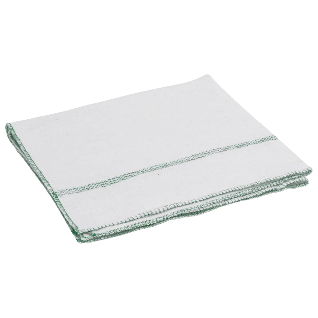 Serpillières 50 pcs blanc avec des rayures vertes 50x60 cm